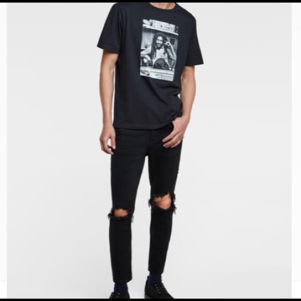 Zara black ripped knee skinny jeans size 30